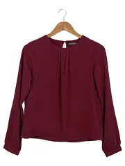 Vorschaubild 1 von Damen Bluse Gr. 32/XXS Rot Elegant Langarm Polyester