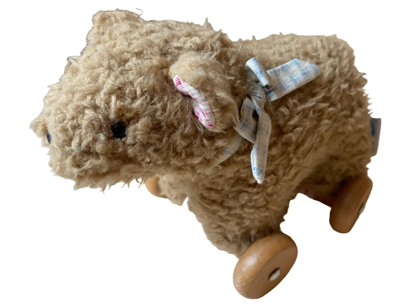 EDEN Teddybär Ziehtier Nachziehspielzeug Stoff Holz Beige