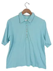 Vorschaubild 1 von Damen Poloshirt Gr. 44/XXL Türkis Kurzarm Casual Baumwolle