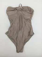 Vorschaubild 2 von Badeanzug Damen Gr. 36 Beige Basic Neckholder Bandeau Schwimmanzug