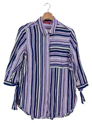 Vorschaubild 1 von Damen Hemdbluse Gr. 38/M Mehrfarbig Gestreift Viskose