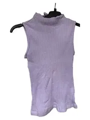 Vorschaubild 1 von Damen Top Shirt Gr. 36/S Lila Rippstrick Rüschen Casual