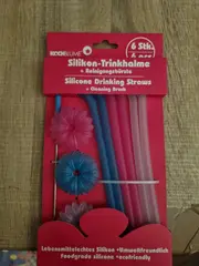 Vorschaubild 3 von Silikon-Trinkhalme 6er Set mit Reinigungsbürste BPA-frei Wiederverwendbar