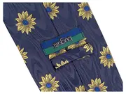 Vorschaubild 2 von Krawatte Herren Seide Blumenmuster Dunkelblau Gold 150cm