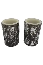 Vorschaubild 1 von LED Kerzen Set 2x Holz Optik Mehrfarbig 12cm Deko Kerze Batterie