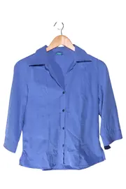 Vorschaubild 1 von Damen Hemdbluse Blau 3/4-Arm Klassisch Elegant Baumwolle Gr. M/38