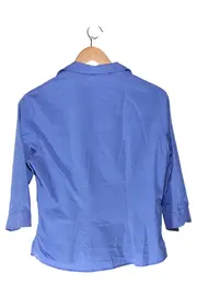 Vorschaubild 2 von Damen Hemdbluse Blau 3/4-Arm Klassisch Elegant Baumwolle Gr. M/38
