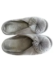 Vorschaubild 1 von Hausschuhe Damen Gr. 38 Grau Komfortabel Pompom Slipper