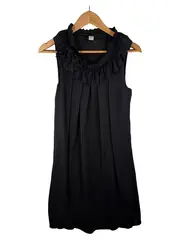 Vorschaubild 1 von Trapezkleid Damen Ärmellos Rüschen Elegant Festlich Schwarz Gr. 34 XS