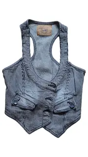 Vorschaubild 1 von Damen Jeansweste Weste Gr. 36/S Blau Gestreift Casual