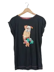 Vorschaubild 1 von Kinder T-Shirt Schwarz Gr. 176 Tiermotiv Hund Rollschuhe Casual