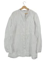 Vorschaubild 1 von Damen Bluse Gr. 46/3XL Weiß Langarm Tunika Baumwolle