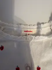 Vorschaubild 3 von Strickjacke Mädchen Gr. 74 Weiß Blumenmuster Baumwolle Stickerei