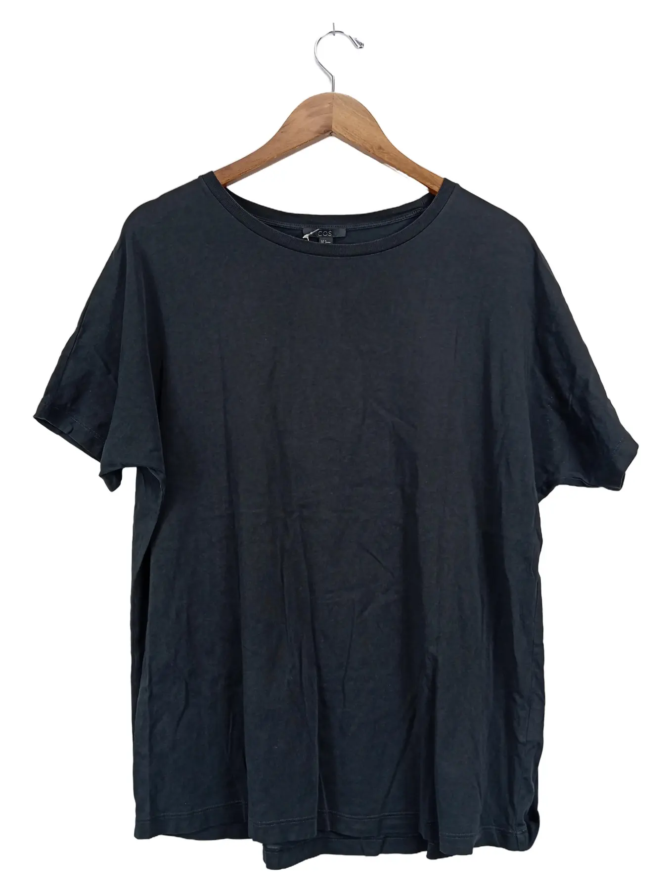 COS Damen T-Shirt Basic Schwarz Gr. 38/M Baumwolle Kurzarm