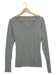 Vorschaubild 1 von Damen Pullover V-Ausschnitt Langarm Basic Grau Gr. 36/S