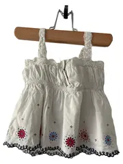 Vorschaubild 2 von Baby Gap Mädchen Blumenmuster Top Gr. 92 Ärmellos Weiß Rüschen Stickerei