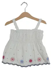 Vorschaubild 1 von Baby Gap Mädchen Blumenmuster Top Gr. 92 Ärmellos Weiß Rüschen Stickerei