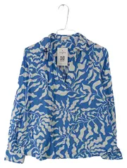 Vorschaubild 1 von Damen Bluse Langarm 36 Blau Florales Muster Freizeit Viskose