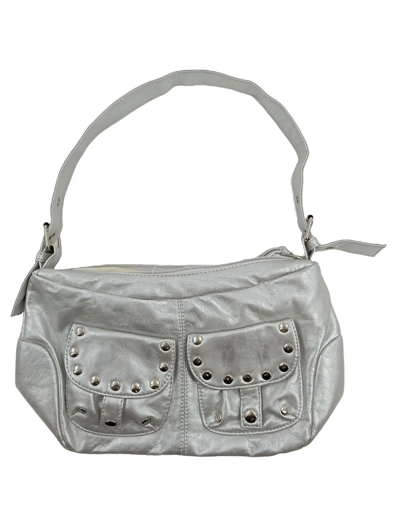 GIOVANNA COLLECTION Damen Umhängetasche Silber Modisch Nieten Kunststoff