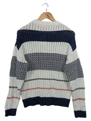 Vorschaubild 2 von Damen Pullover Gr. 34/XS Mehrfarbig Gestreift Lochmuster Baumwolle