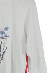 Vorschaubild 4 von Damen Langarmshirt Gr. 42/XL Weiß Blumenmuster Casual