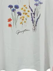Vorschaubild 3 von Damen Langarmshirt Gr. 42/XL Weiß Blumenmuster Casual