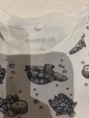 Vorschaubild 2 von Baby Body Langarm Schildkröten Muster Weiß Gr. 86