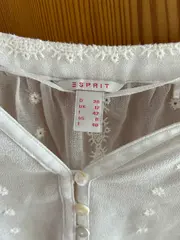 Vorschaubild 10 von Damen Bluse Gr. 38 M Weiß Feminin Langarm Stickerei
