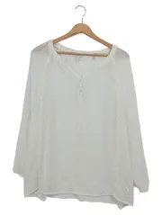 Vorschaubild 1 von Damen Bluse Gr. 38 M Weiß Feminin Langarm Stickerei