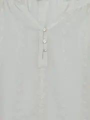 Vorschaubild 3 von Damen Bluse Gr. 38 M Weiß Feminin Langarm Stickerei