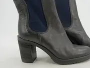Vorschaubild 2 von Damen Chelsea Stiefelette Gr. 37 Grau Leder Blockabsatz 8cm