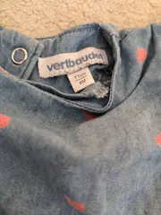 Vorschaubild 2 von Mädchen Kleid Jeans-Optik Herz-Muster Gr. 71/74 Blau Baumwolle