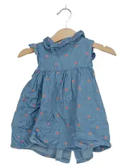 Vorschaubild 1 von Mädchen Kleid Jeans-Optik Herz-Muster Gr. 71/74 Blau Baumwolle