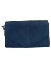 Vorschaubild 1 von IZZONI Damen Clutch Blau Wildlederoptik Elegant Abendtasche mit Kette