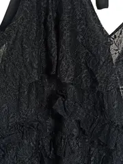 Vorschaubild 2 von Damen Bluse Schwarz Spitze Rüschen Schleife XS Elegant Festlich