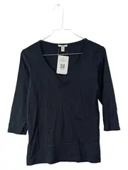Vorschaubild 1 von Damen Shirt Langarm V-Ausschnitt Blau Gr. M Basic