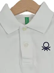 Vorschaubild 3 von BENETTON Kinder Poloshirt Weiß Gr. XS Casual Baumwolle
