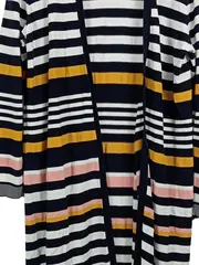 Vorschaubild 2 von Damen Strickjacke Gestreift Langarm Viskose Baumwolle Gr. 46/3XL