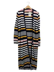 Vorschaubild 1 von Damen Strickjacke Gestreift Langarm Viskose Baumwolle Gr. 46/3XL