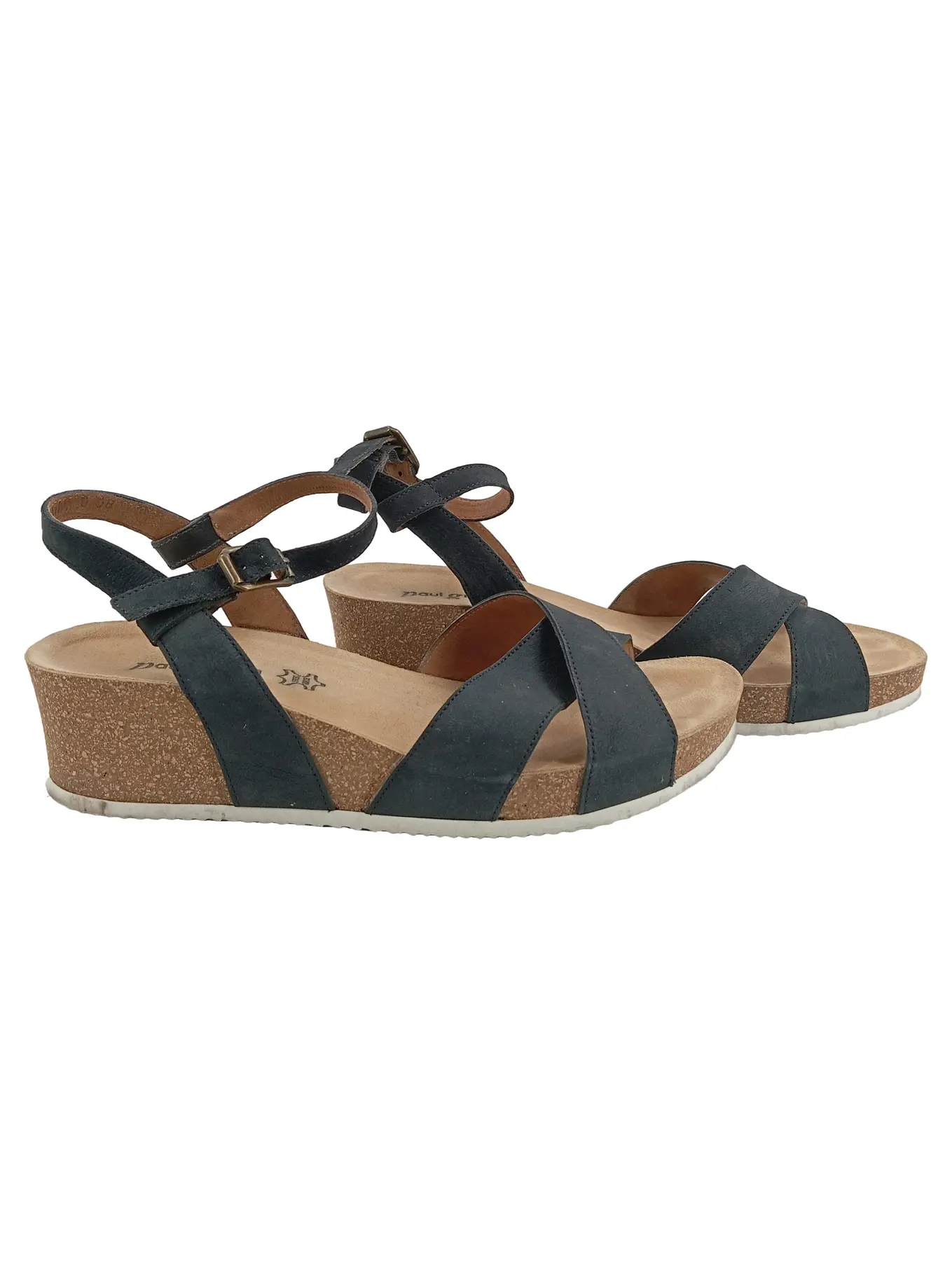 PAUL GREEN Sandaletten Damen Gr. 38.5 Schwarz Casual Keilabsatz