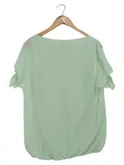 Vorschaubild 2 von Bluse Damen Grün Gr. 34/XS Kurzarm Viskose Elegant Freizeit