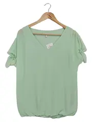 Vorschaubild 1 von Bluse Damen Grün Gr. 34/XS Kurzarm Viskose Elegant Freizeit