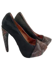 Vorschaubild 1 von Pumps Damen Gr. 37 Schwarz Nieten High Heels Glamourös