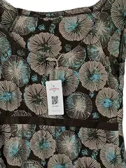 Vorschaubild 4 von Damen Trägerkleid Gr. 36 Braun Türkis Floral Viskose