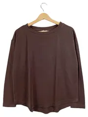 Vorschaubild 1 von Damen Langarmshirt Pullover Braun Gr. M Basic Baumwolle