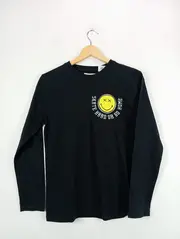Vorschaubild 2 von Kinder Langarmshirt 164 Schwarz mit Smiley-Print