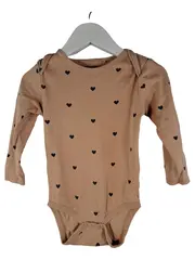 Vorschaubild 1 von Baby Body Langarm Herzmuster Beige Gr. 92 Mädchen 100% Baumwolle