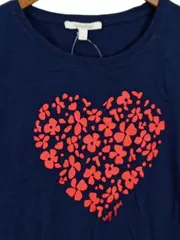 Vorschaubild 2 von Damen T-Shirt Herz-Print Blau Gr. 40/L Casual Baumwolle