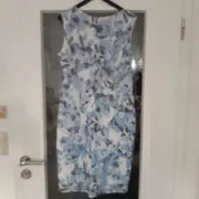 Vorschaubild 2 von Damen Etuikleid Gr. 38 Blau Blumenmuster ärmellos