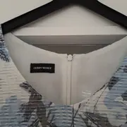 Vorschaubild 3 von Damen Etuikleid Gr. 38 Blau Blumenmuster ärmellos